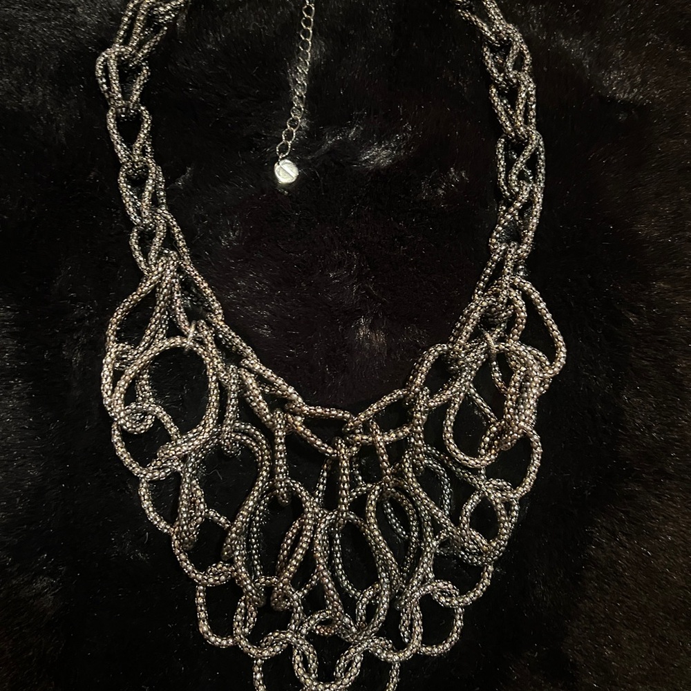 Elegant Silver/Pewter Statement Necklace - Picture 2 of 4
